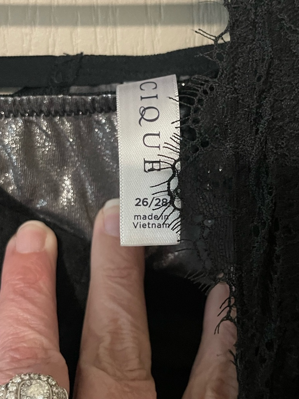 Cacique Metallic Silver and Black Lace Bustier Bra & matching panties - Picture 4 of 8